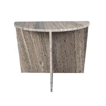 Patrice 24" Art Deco Minimalist Natural Marble Handmade Demilune Side Table - JONATHAN Y